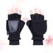 Half-finger Gloves Adult Double Layer Half-finger Gloves Tape Thicken Keep Warm Gloves Outdoor Driving Riding Gloves Windproof Fingerless Touch Screen Gloves (Women Use Black)