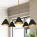 Modern Industrial 5-Light Black Gold Chandelier Metal Wheel Pendant Lights for Dining Room - 27 D x 6.5 H