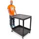 Tubstr Large 2 Shelf Utility Cart | Made In | Heavy Duty Tub & Flat Shelf Cart Holds 200 Lbs. | Storage Cart & Rolling Tool Cart For School Office Warehouse (32 X 24In/Black)