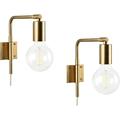 Povani Set Of 2 Wall Sconce Modern Brass Plug In Wall Sconces Lighting Fixtures Bedroom Sconces Bedside Wall Mounted Lamp W/Plug In Cord With On/Off Switch Wall Lights Bulbs Included