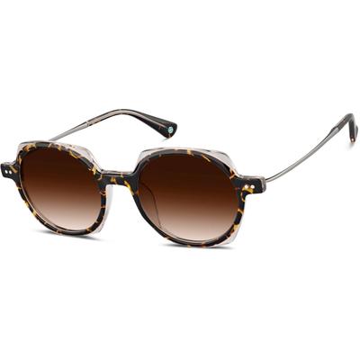 Zenni Round Rx Sunglasses Tortoiseshell Mixed Full Rim Frame
