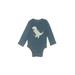 Jumping Beans Long Sleeve Onesie: Blue Bottoms - Size 12 Month