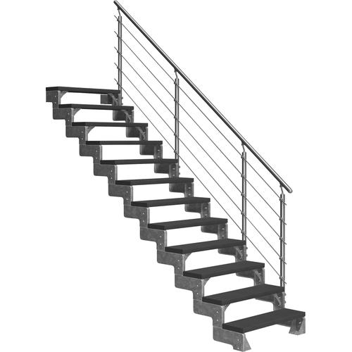 „DOLLE Außentreppe „“Gardentop““ Treppen 13 TRIMAX-Stufen anthrazit, inkl. einseitigem AluMetallES Gr. gerade, grau (anthrazit) Treppen“