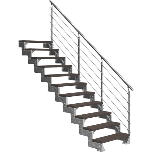 „DOLLE Außentreppe „“Gardentop““ Treppen 11 TRIMAX-Stufen dunkelbraun, inkl. einseitigem AluMetallES Gr. gerade, braun (dunkelbraun) Treppen“