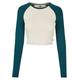 Longsleeve URBAN CLASSICS "Damen Ladies Organic Cropped Retro Baseball Longsleeve" Gr. S, weiß (whitesand, jasper) Damen Shirts Jersey