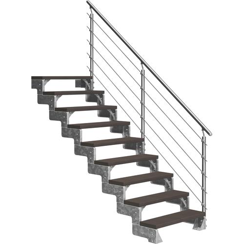 „DOLLE Außentreppe „“Gardentop““ Treppen 9 TRIMAX-Stufen dunkelbraun, inkl. einseitigem AluMetallES Gr. gerade, braun (dunkelbraun) Treppen“