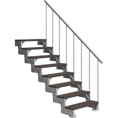 „DOLLE Außentreppe „“Gardentop““ Treppen 8 TRIMAX-Stufen dunkelbraun, inkl. einseitigem Alu-Geländer Gr. gerade, braun (dunkelbraun) Treppen“