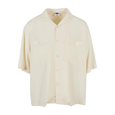 Langarmhemd URBAN CLASSICS "Urban Classics Herren Oversized Resort Shirt", Herren, Gr. XL, US-Größen, beige (sandweiß), 100% Viskose, unifarben, Hemden Image