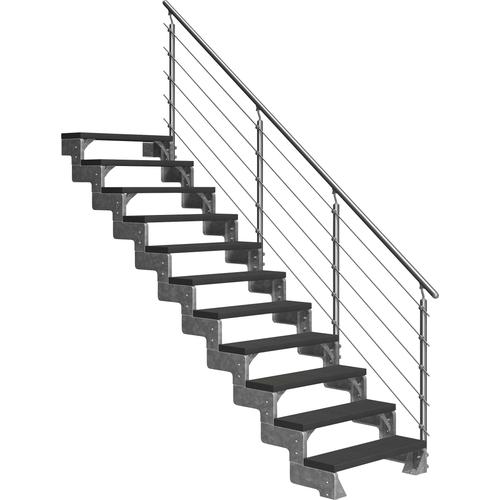 „DOLLE Außentreppe „“Gardentop““ Treppen 11 TRIMAX-Stufen anthrazit, inkl. einseitigem AluMetallES Gr. gerade, grau (anthrazit) Treppen“