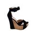Luichiny Wedges: Black Print Shoes - Women's Size 8 - Open Toe