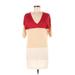 Max Mara Studio Casual Dress - Shift V-Neck Short sleeves: Red Color Block Dresses - Women's Size Medium