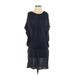 Tibi Casual Dress - DropWaist Scoop Neck Short sleeves: Blue Solid Dresses - Women's Size Small