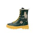 Stiefelette DOGO "Gisele Schnürstiefel Boots Red Fox Damen Stiefeletten", Damen, Gr. 37, Normalschaft, gelb (grün, gelb), Lederimitat, Schuhe, Handgefertigt