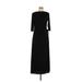 R&M Richards Casual Dress - Midi Crew Neck 3/4 sleeves: Black Print Dresses - Women's Size 12 Petite