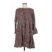 Shein Casual Dress - A-Line Crew Neck 3/4 sleeves: Brown Floral Dresses - Women's Size 6