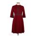 Homeyee Casual Dress - A-Line Mock 3/4 sleeves: Burgundy Print Dresses - Women's Size 10