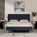 Ebern Designs Torrick Upholstered Wingback Bed Linen in Blue | 41.3 H x 63.8 W x 84.6 D in | Wayfair 10076FB0FF0B49ABA29BD3628AFE8BF9