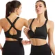 Soutien-gorge de sport avec fermeture à glissière avant pour femme bretelles croisées dans le dos