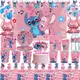 Disney-Décoration de ixd'Anniversaire Rose Poulet Tasse Assiette CAN o Stitch Ballon