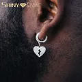 Boucles d'oreilles à breloques pendantes en forme de cœur pour hommes et femmes glacé Bling Hip