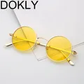 DOKLY – lunettes de soleil rondes jaunes pour femmes Vintage lentille jaune UV400
