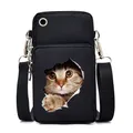 Petit sac à bandoulière pour femme chat mignon plongeant animal Harajuku mini sac pour téléphone