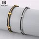 Bracelet multicouche tissé en câble métallique pour homme acier inoxydable robuste argent et or