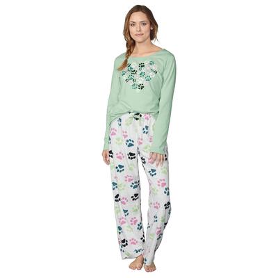 Women's Pajama Set (Size XL) Paw Prints/Crystal Gr...