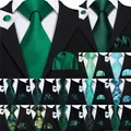 Barry.Wang Cravatta da uomo in seta verde Gemelli Hanky Set Menta Erba Teal Bottiglia Salvia Pisello