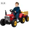 Kids Ride On Tractor with Trailer & Remote Control LED & USB Music
