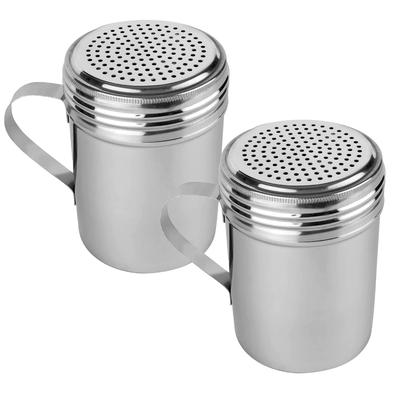 2-Piece 10 Ounce Stainless Steel Dredge Shakers with Handle