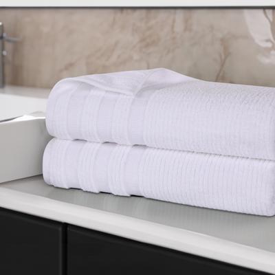 Superior Brea Zero Twist Cotton Ribbed Modern Bath Sheet Set of 2