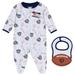 Newborn & Infant WEAR by Erin Andrews White Chicago Bears Sleep Play Full-Zip Sleeper Bib Set