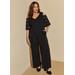 Plus Size Cold Shoulder Paneled Jumpsuit