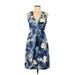 Moschino Casual Dress V-Neck Sleeveless: Blue Floral Dresses - Women's Size 6
