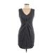 Express Casual Dress - Sheath V Neck Sleeveless: Gray Print Dresses - Women's Size 6