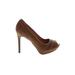 L.A.M.B. Heels: Pumps Stilleto Cocktail Brown Solid Shoes - Women's Size 6 1/2 - Round Toe