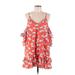 Nicholas Casual Dress - A-Line Plunge Sleeveless: Orange Floral Dresses - Women's Size 10