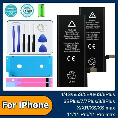 2025 Null-zyklus Batterie Für IPhone 7 7Plus 8 SE SE2020 4 4S 5 5S 5C 6 6S Plus X XR XS 11 Pro Max Bateria Aufkleber Kostenlose Tools