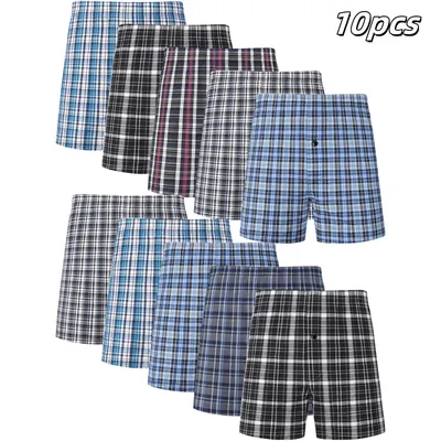 Jupiter secret 10 Stück Männer gewebte Boxershorts, elastischer Bund zufällige Farbe Image