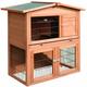 Pawhut 2 Tier Wooden Rabbit Hutch Guinea Pig Small Animal Cage 100.5x55x101 cm