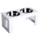 PawHut Raised Dog Bowls Pet Feeder Elevated Double Stainless Steel Water White