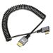 CY Mini HDMI 2.0 Male to HDMI Male 4K 60hz Stretch Coiled Cable Left Angled 90 Degree for HDTV Computer Laptop Monitor