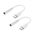 Type C to 3.5mm Audio Adapter 2pcs Type-C to 3.5mm Earphone Cable Adapter Usb 3.1 Type C USB-C Male to 3.5 AUX Audio Female Jack (White)