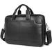 Augus Leather Laptop Briefcase for Men Waterproof Travel Messenger Duffle Bags 15.6 Inch Laptop Bag Black