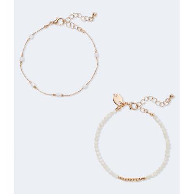 Aeropostale Womens' Pale Beaded Bracelet 2-Pack - Gold - Size One Size - Metal