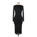 PrettyLittleThing Casual Dress - Midi High Neck Long sleeves: Black Print Dresses - Women's Size 10