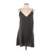 DL1961 Casual Dress - Shift V Neck Sleeveless: Gray Print Dresses - Women's Size Large