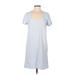 Gap Casual Dress - Shift Scoop Neck Short sleeves: Blue Solid Dresses - Women's Size Medium