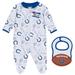 Newborn & Infant WEAR by Erin Andrews White Indianapolis Colts Sleep Play Full-Zip Sleeper Bib Set